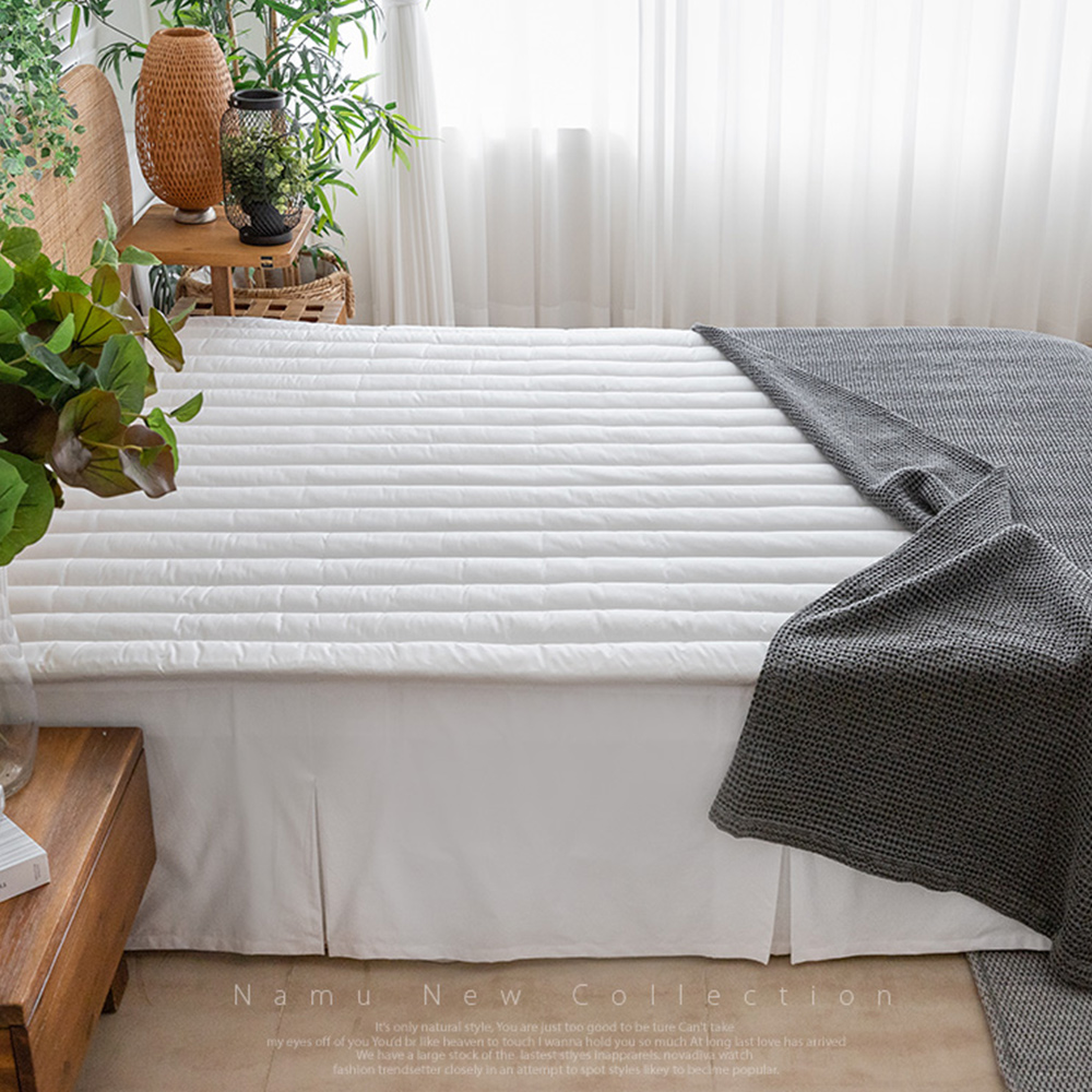 120수 1000T 호텔식 누빔 단면패드 [화이트] 10cm누빔/뒷면밴드