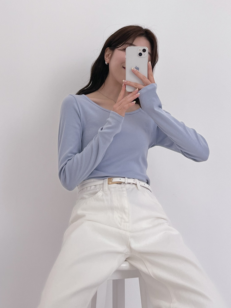 [20%할인/BEST/국내제작] 데일리 쫀쫀 라운드 기모 티셔츠 이너티 10color 상세 이미지 52