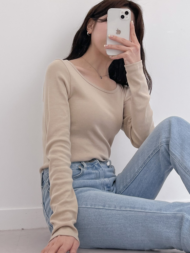 [20%할인/BEST/국내제작] 데일리 쫀쫀 라운드 기모 티셔츠 이너티 10color 상세 이미지 65