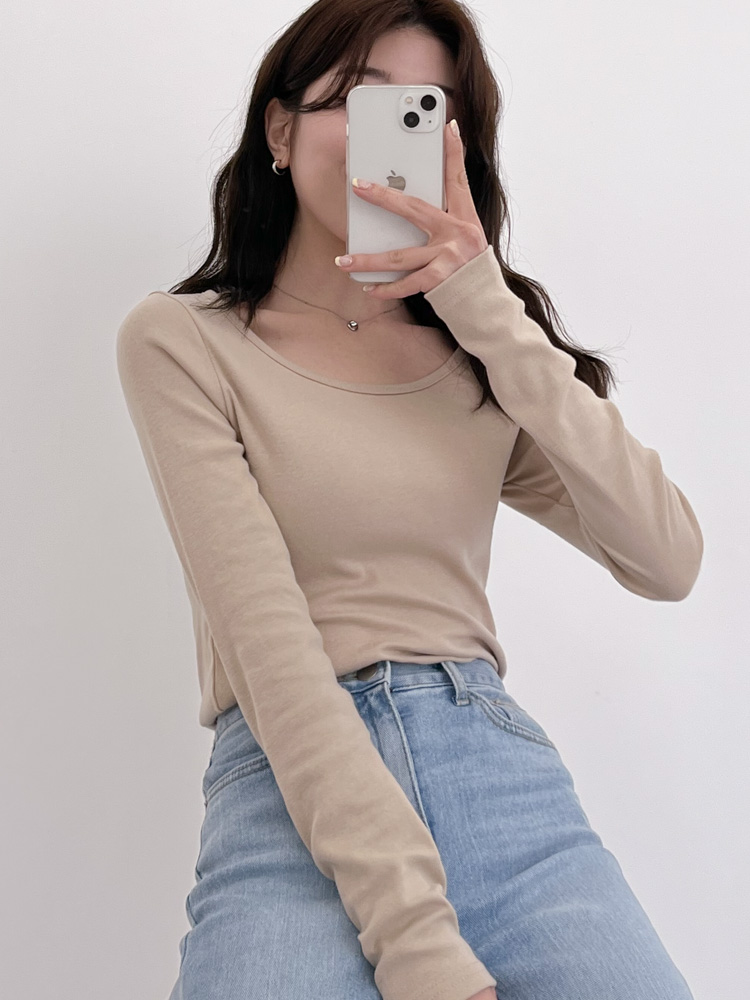 [20%할인/BEST/국내제작] 데일리 쫀쫀 라운드 기모 티셔츠 이너티 10color 상세 이미지 61
