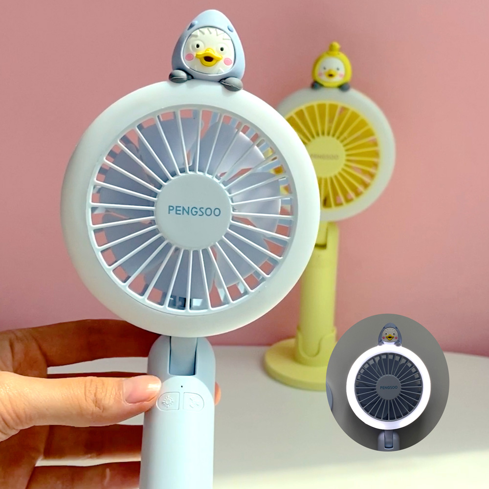 펭수 휴대용 선풍기 미니 탁상용 무선 피규어 LED 상어 - 상세 이미지 3