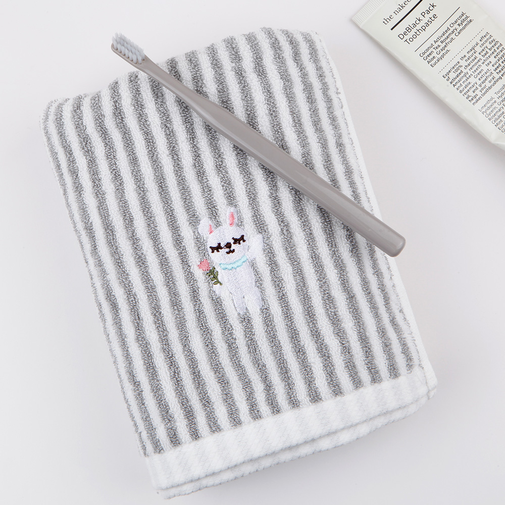 [주문제작]세면타월 브레멘 토끼 Beige stripe - 상세 이미지 3