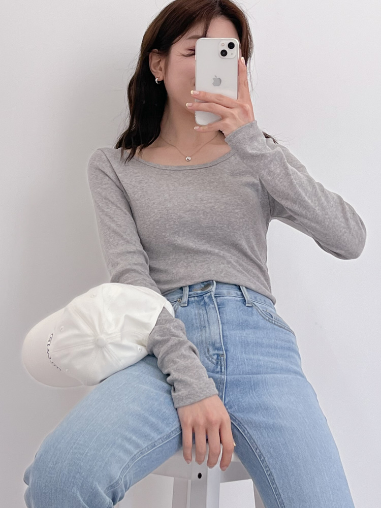[20%할인/BEST/국내제작] 데일리 쫀쫀 라운드 기모 티셔츠 이너티 10color 상세 이미지 12