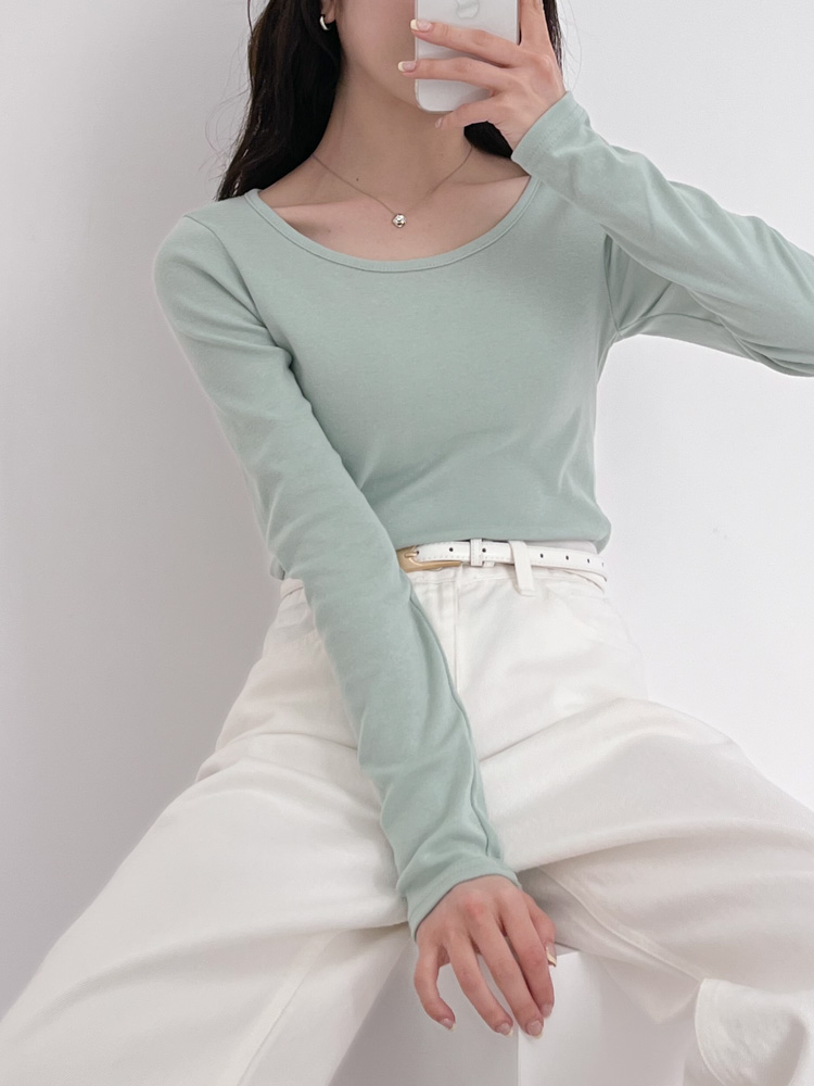 [20%할인/BEST/국내제작] 데일리 쫀쫀 라운드 기모 티셔츠 이너티 10color 상세 이미지 72