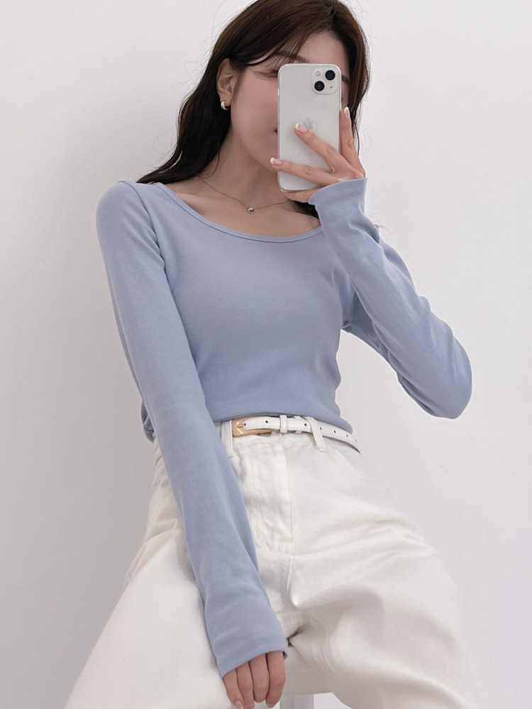 [20%할인/BEST/국내제작] 데일리 쫀쫀 라운드 기모 티셔츠 이너티 10color 상세 이미지 53