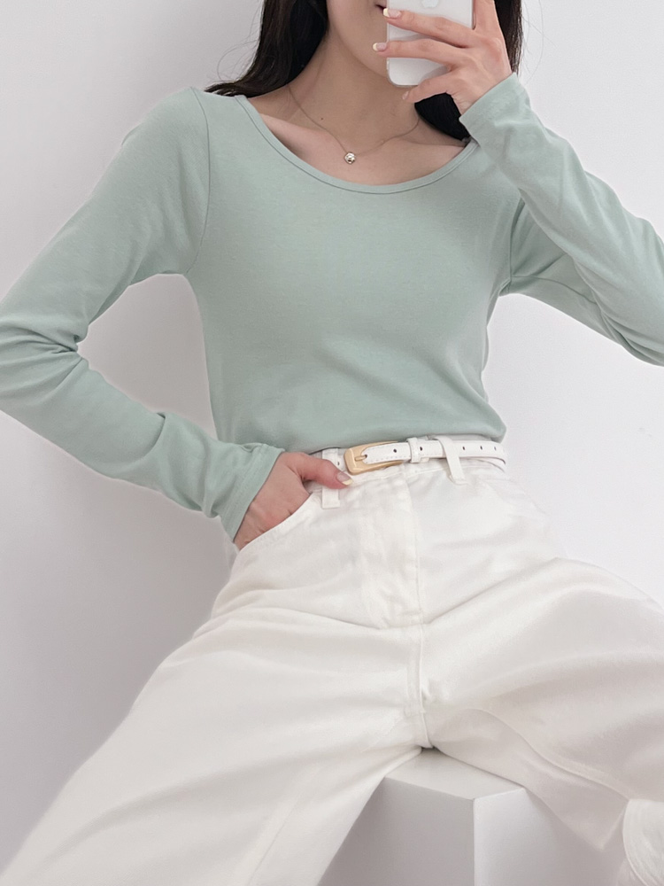 [20%할인/BEST/국내제작] 데일리 쫀쫀 라운드 기모 티셔츠 이너티 10color 상세 이미지 73