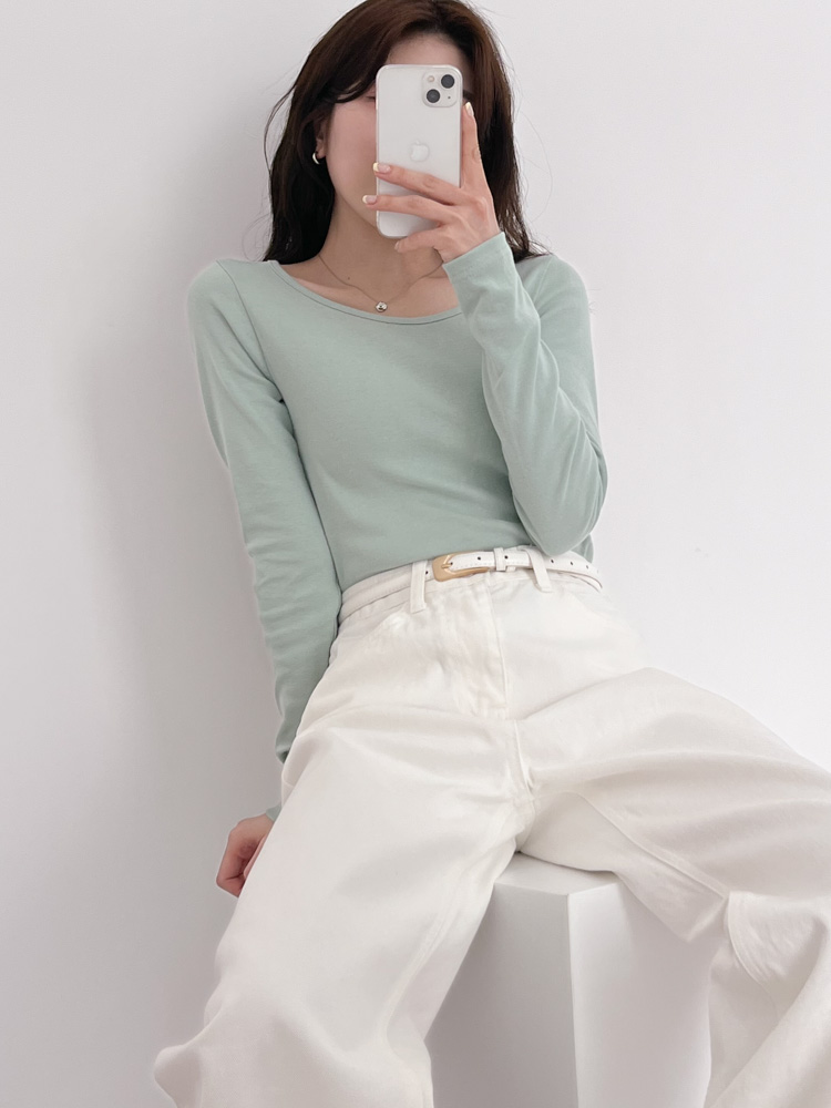 [20%할인/BEST/국내제작] 데일리 쫀쫀 라운드 기모 티셔츠 이너티 10color 상세 이미지 71