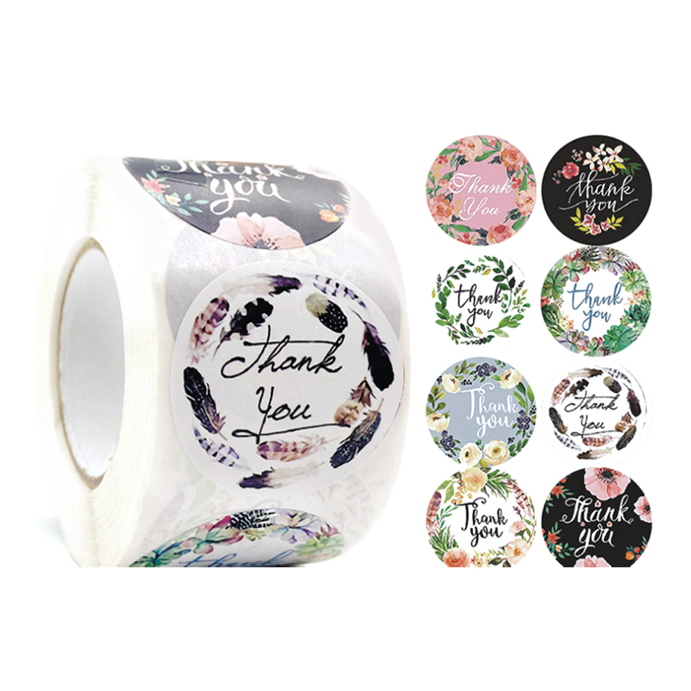 서클플라워 땡큐 롤스티커 25mm 500p - 상품 이미지
