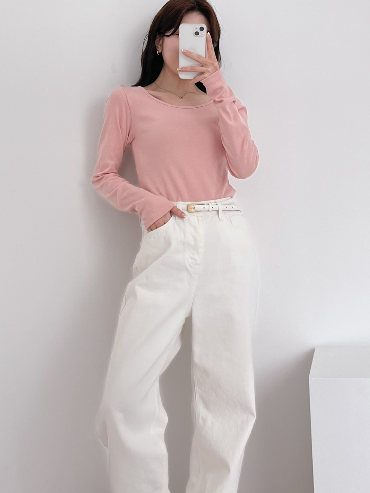 [20%할인/BEST/국내제작] 데일리 쫀쫀 라운드 기모 티셔츠 이너티 10color 상세 이미지 44