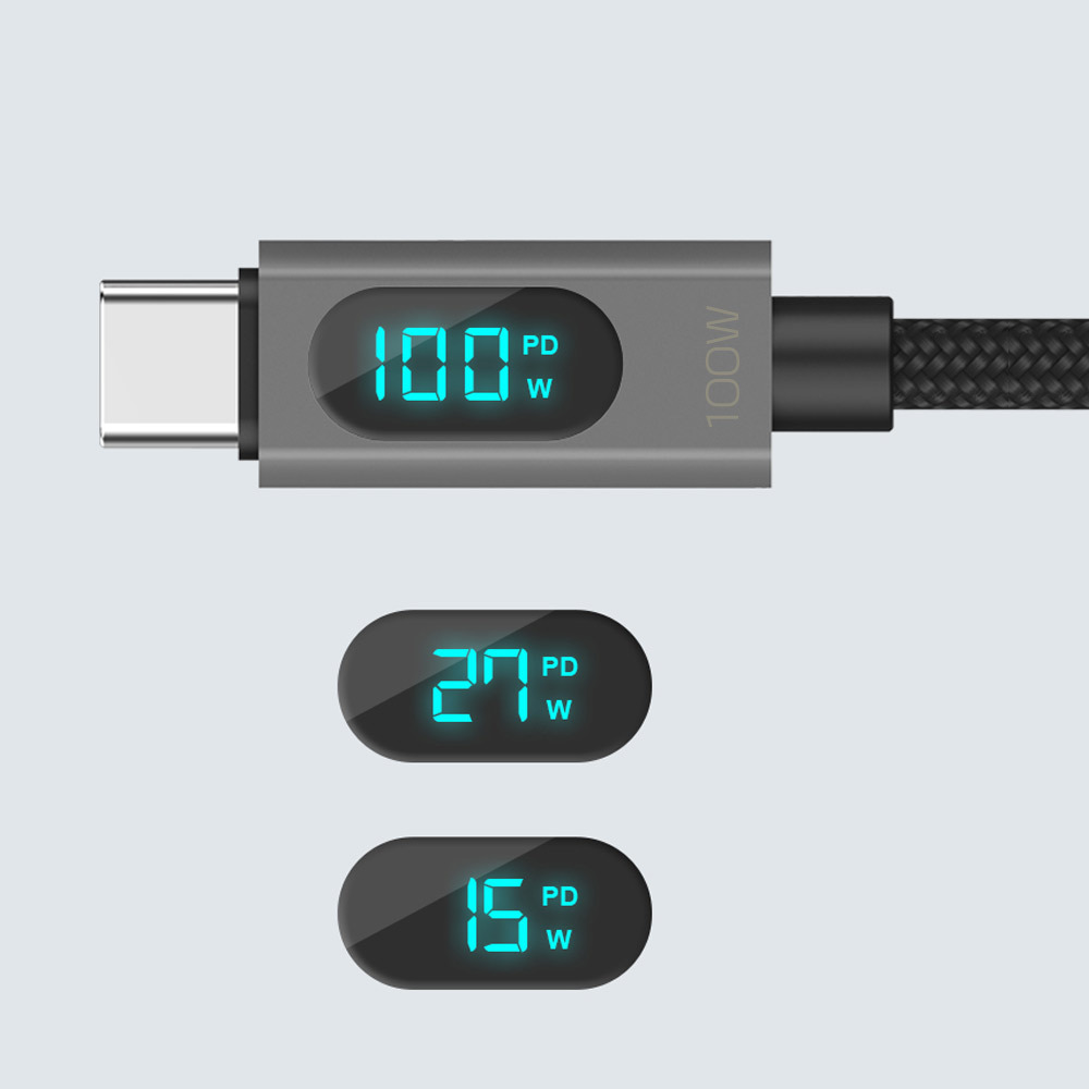 UM2 100W CtoC PD PPS 디스플레이 고속충전케이블 UMCA-100WLED
