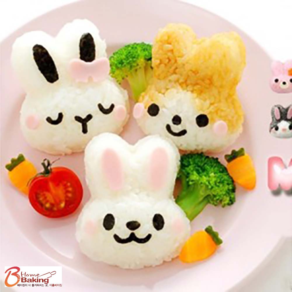 토끼주먹밥틀 세트 도시락 김펀치 몰드 어린이 소풍 아침밥 음식 아기밥 간식 만들기