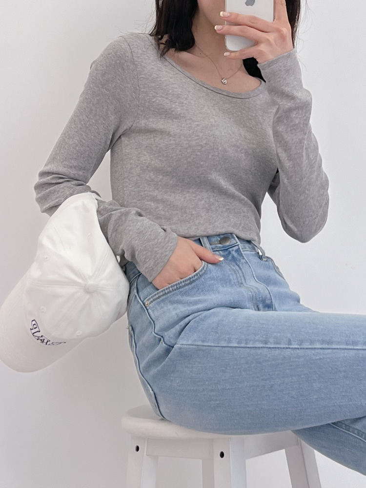 [20%할인/BEST/국내제작] 데일리 쫀쫀 라운드 기모 티셔츠 이너티 10color 상세 이미지 11