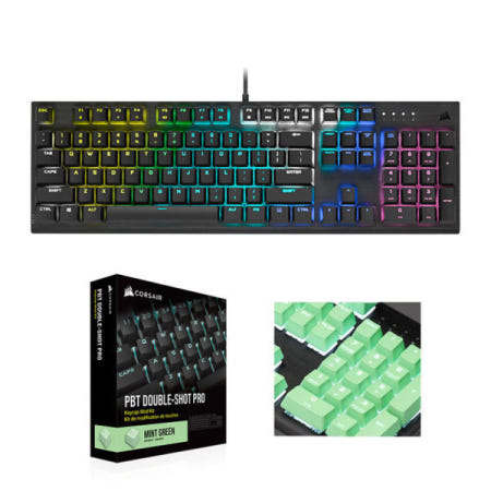 커세어 K60 PRO RGB 기계식 키보드 비올라축 ＋ PBT 이중사출 프로 한글 키캡 그린