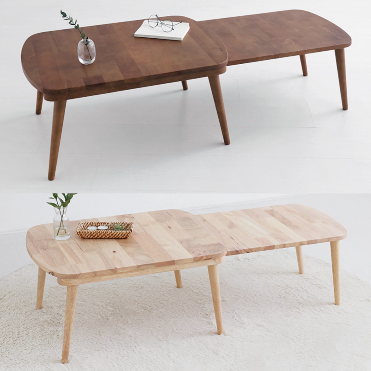 기능성거실테이블 확장형좌식테이블 통원목테이블 거실용 탁자