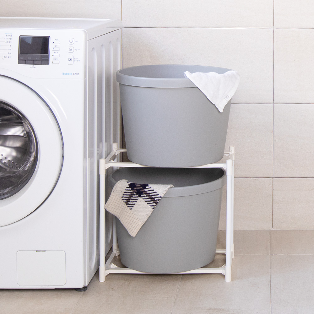 모던 말랑말랑 빨래바구니 30L 빨래보관함 세탁물 2단 그레이