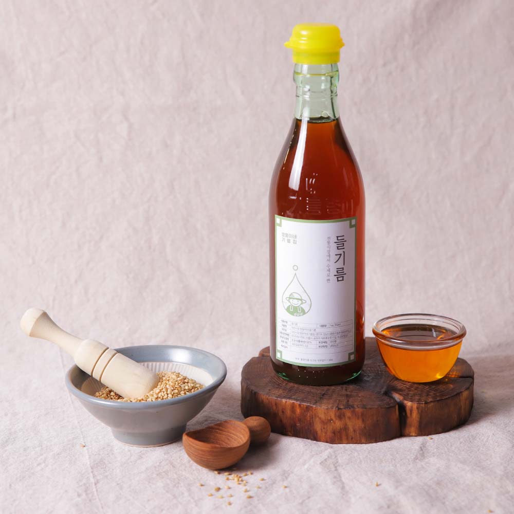 모란시장 기름골목에서 수제로 짠 들기름 350ml