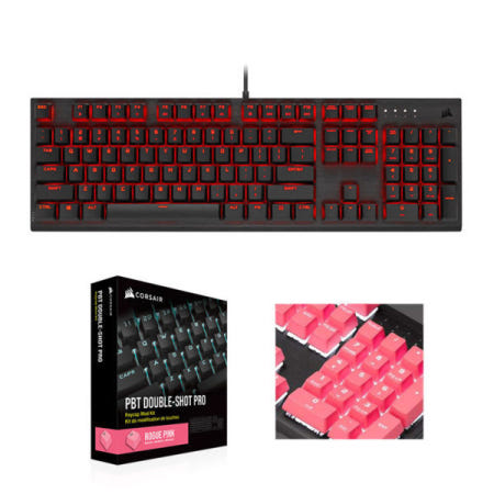 커세어 K60 PRO LED 기계식 키보드 비올라축 ＋ PBT 이중사출 프로 한글 키캡 핑크