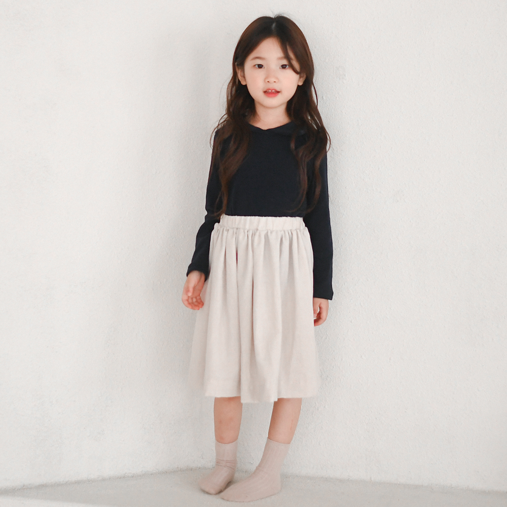 미니 오픈 카라 프릴 티셔츠 봄 가을 겨울 아이보리 네이비 아동 여아 유아 어린이 긴팔 이미지 6