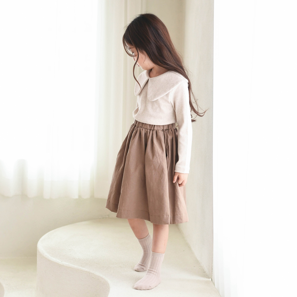 올슨 카라 프릴 티셔츠 봄 가을 겨울 아이보리 오트밀 브라운 아동 여아 유아 - 상세 이미지 5