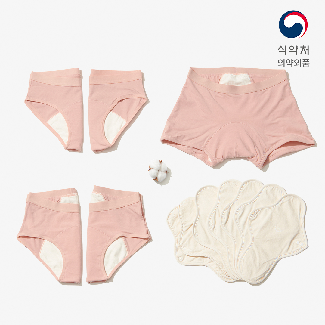 [7일완벽세트] 싸이클린 생리대팬티 다회용 초경선물 오가닉 순면 위클리패키지 - 상품 이미지