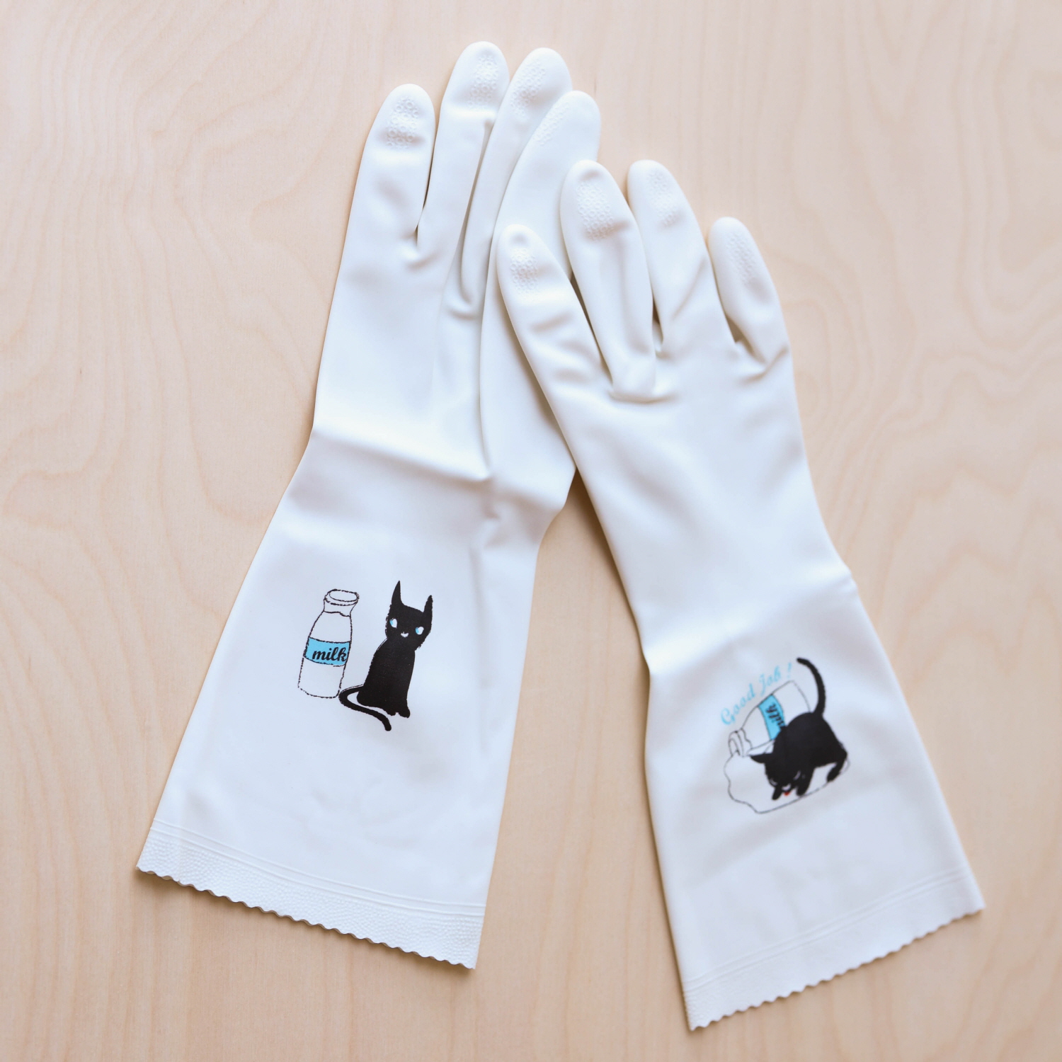 러브글로브 도톰한 방취 항균 가공 화이트 고무장갑 FREE(One size), 고양이, 1개 - 상세 이미지 2