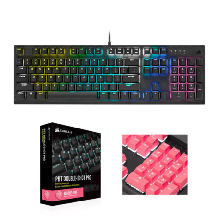 커세어 K60 PRO RGB 기계식 키보드 비올라축 ＋ PBT 이중사출 프로 한글 키캡 핑크