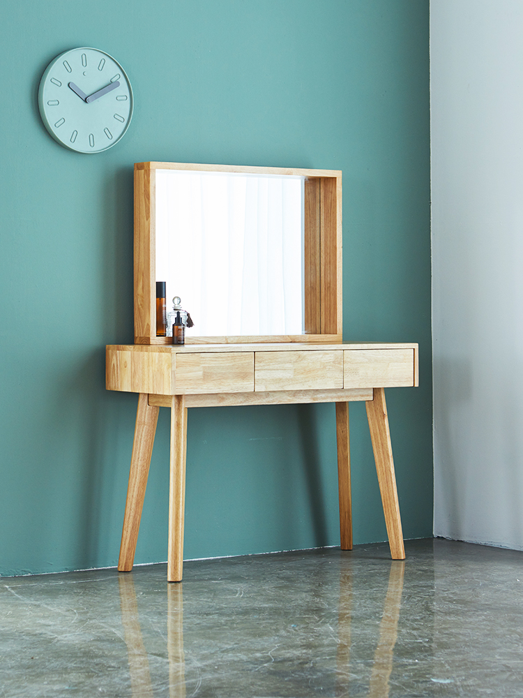 [무료배송] 고무나무 원목 수납 루크 화장대 세트 (거울 무료 증정)