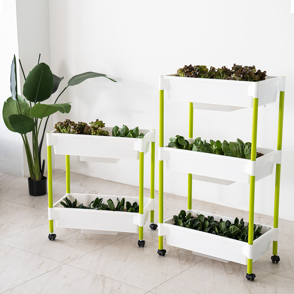 베란다텃밭 저면관수화분 상추키우기 플랜트박스 옥상텃밭 2단 40리터 화이트