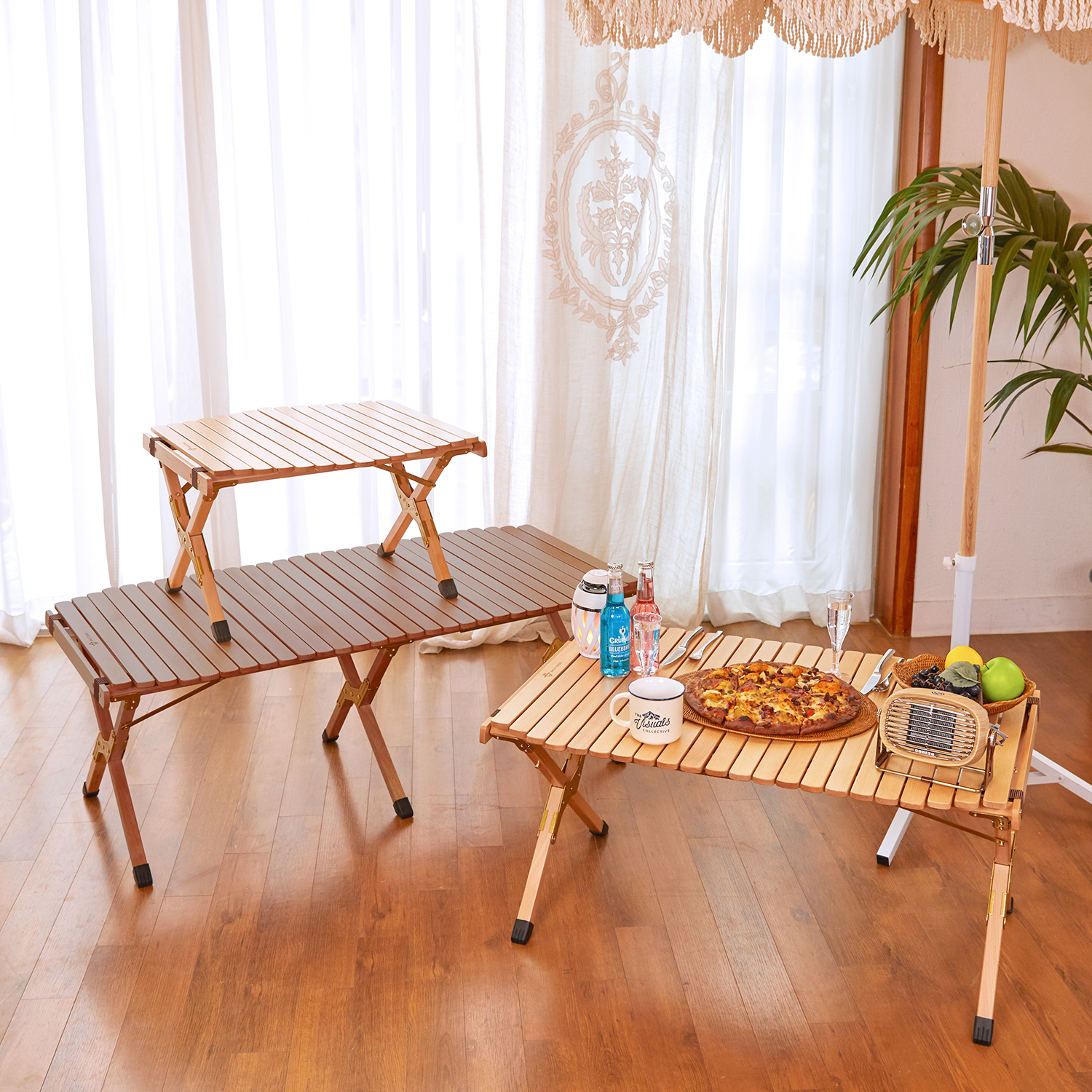 코드리빙 컨버터블 비치목 접이식 캠핑 캠핑용 테이블 우드 롤테이블 A60LR 4종