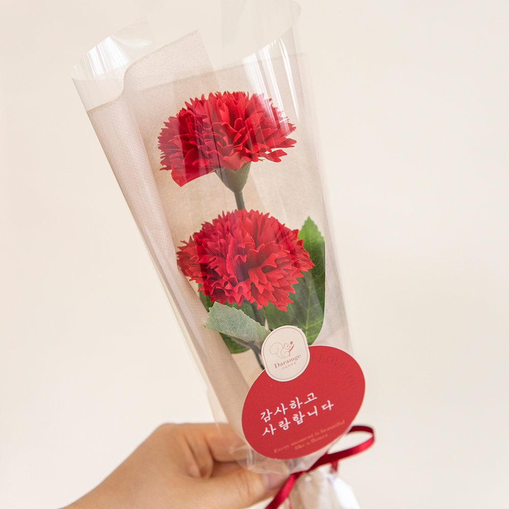 한송이 카네이션 어버이날 비누꽃 스승의날 어린이집 꽃포장 선물 - 상세 이미지 4