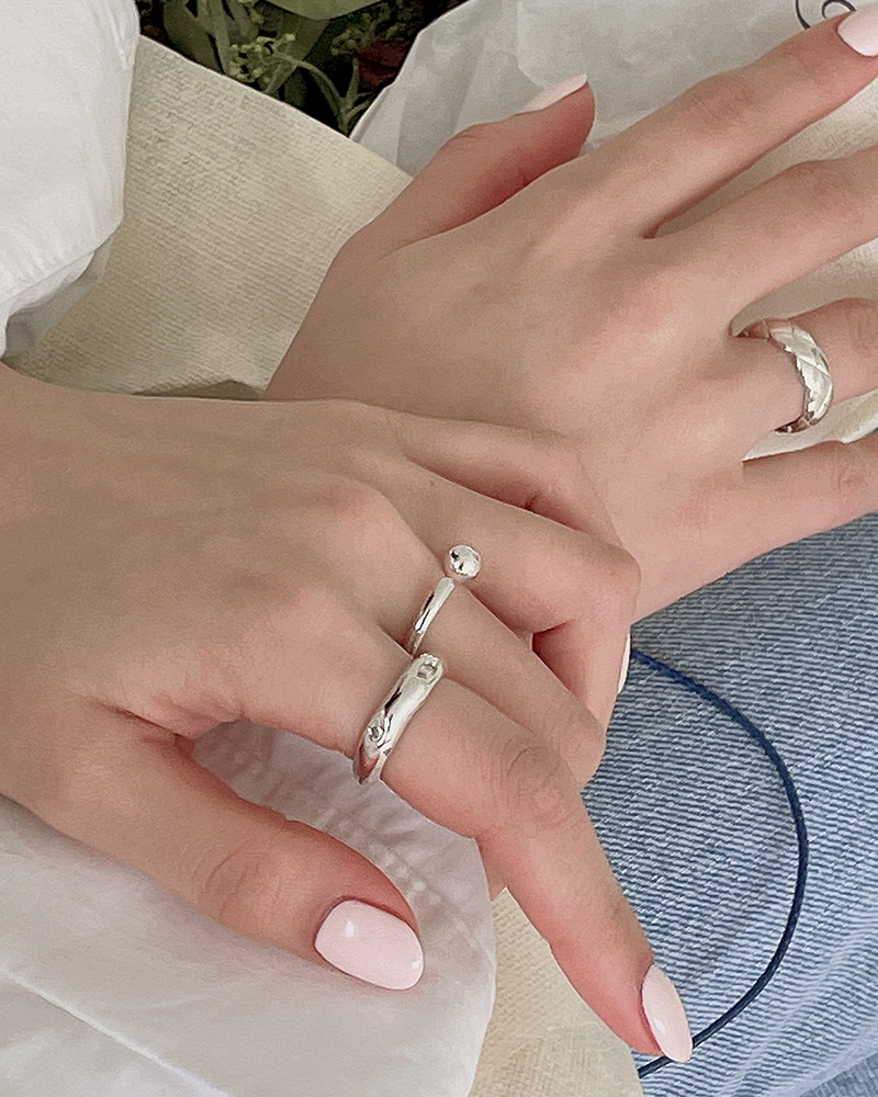 남자 여자 포인트 볼 오픈링 사이즈조절반지 레이어드 은반지 이미지 8