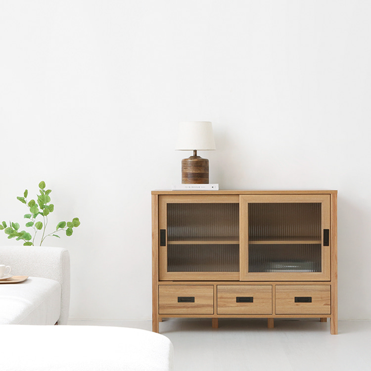 숄리드 2문3서랍 낮은수납장 CHM85110 1100x400x850mm, 2단, 캄포어베니어 3932.5957 - 상세 이미지 3