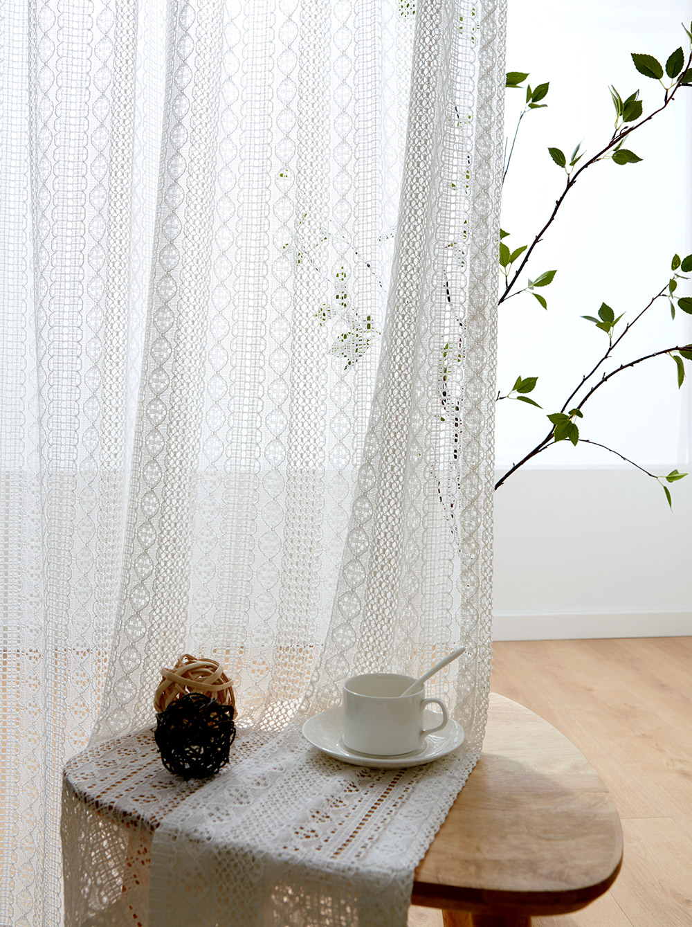 사라하우스 뜨개 러블리 레이스 인테리어 가리개 현관 중문 화이트 커튼