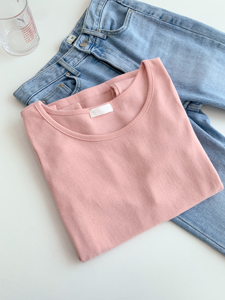 [20%할인/BEST/국내제작] 데일리 쫀쫀 라운드 기모 티셔츠 이너티 10color 상세 이미지 36