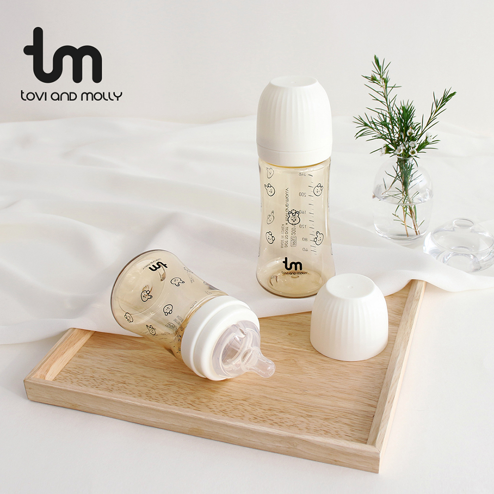 토비앤몰리 X 돗투돗 PPSU 아기 배앓이 방지 젖병 (젖꼭지 포함) 280ml, 돗바니 화이트, 1개 - 상세 이미지 2