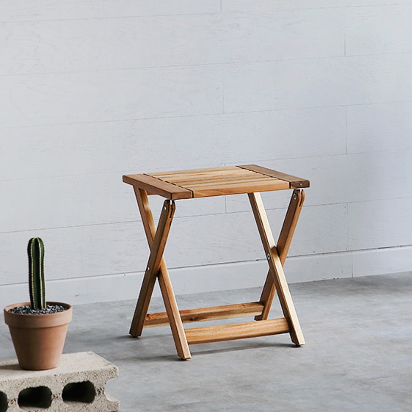 원목사각스툴 등받이없는 의자 빈티지 나무 의자 수툴