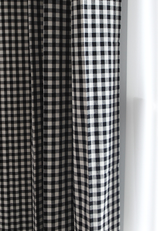 블랙 체크 커튼 아이방 가리개 여아 주방 베란다