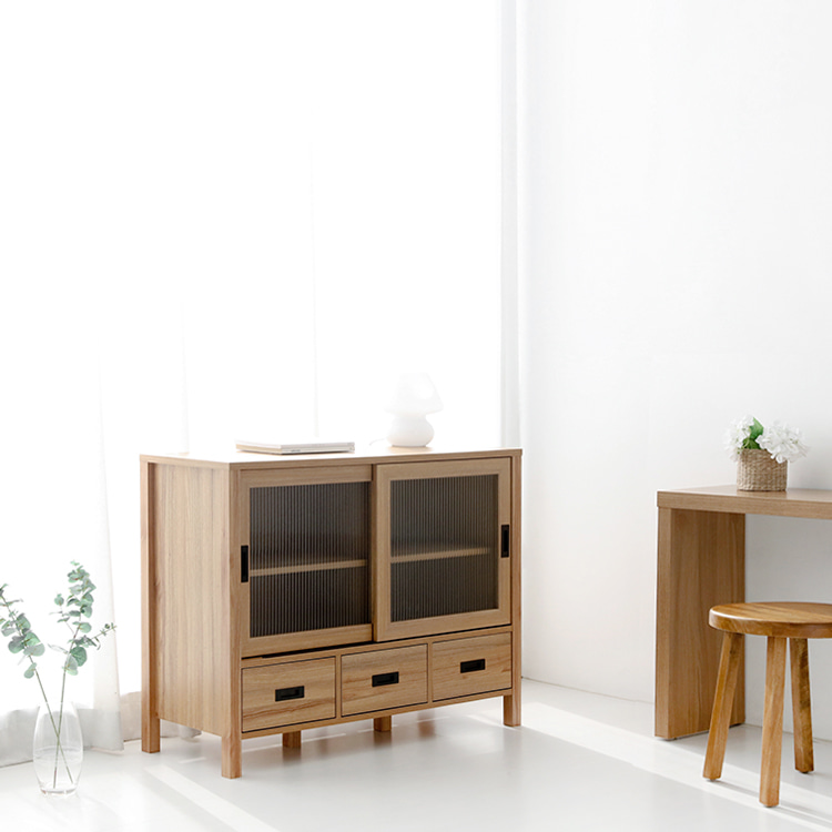 숄리드 2문3서랍 낮은수납장 CHM85110 1100x400x850mm, 2단, 캄포어베니어 3932.5957 이미지 7