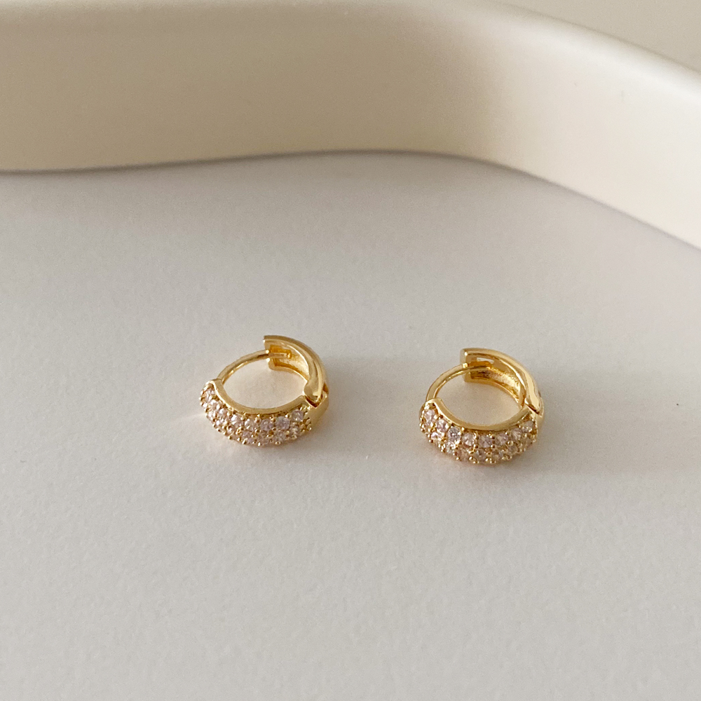14K골드필드침 옐로우골드 큐빅링 데일리 금침귀걸이