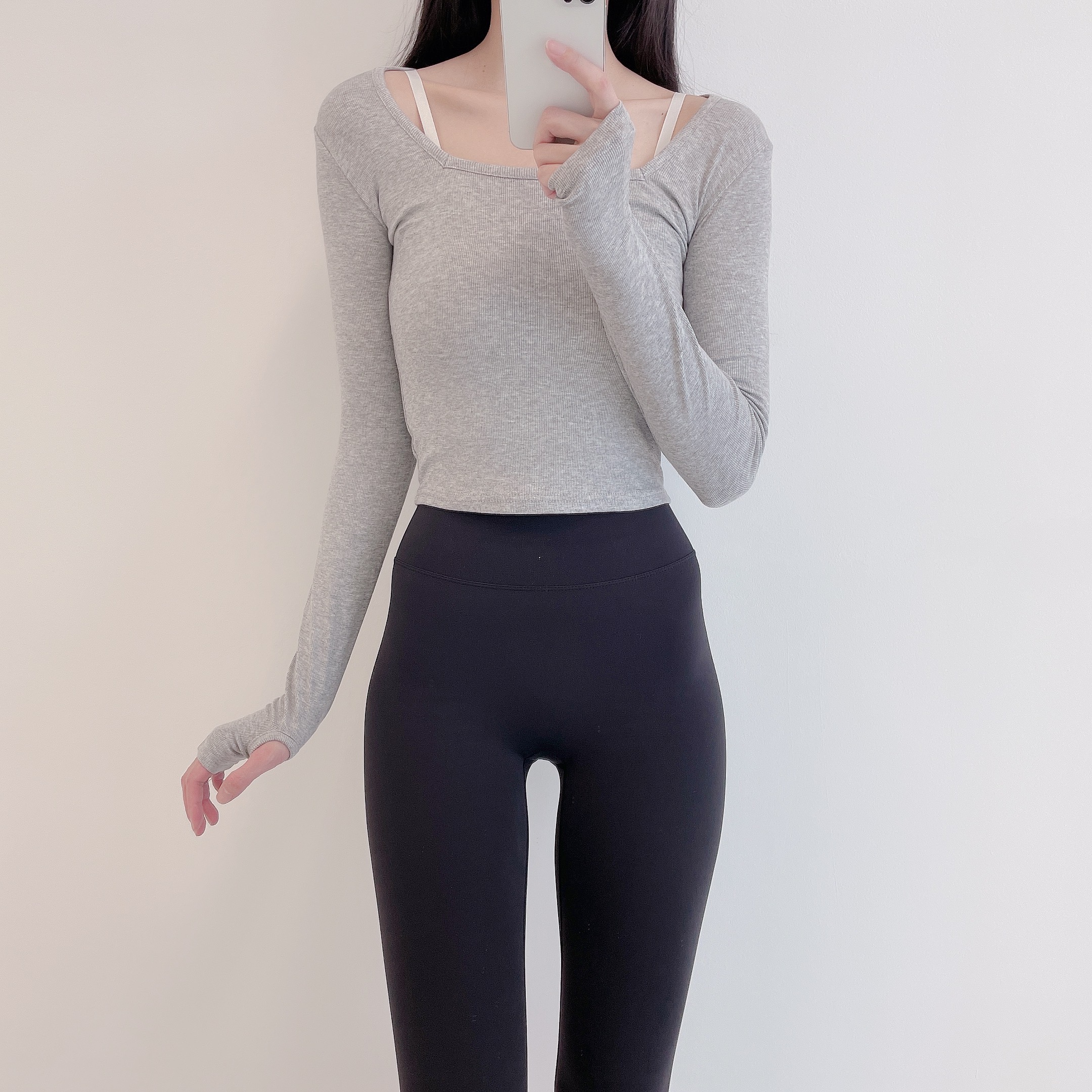 로라벨 쿨 모먼 필라테스복 요가복 필라테스 상의 옷 커버업 운동복 탑 요가 긴팔 크롭 - 상세 이미지 3