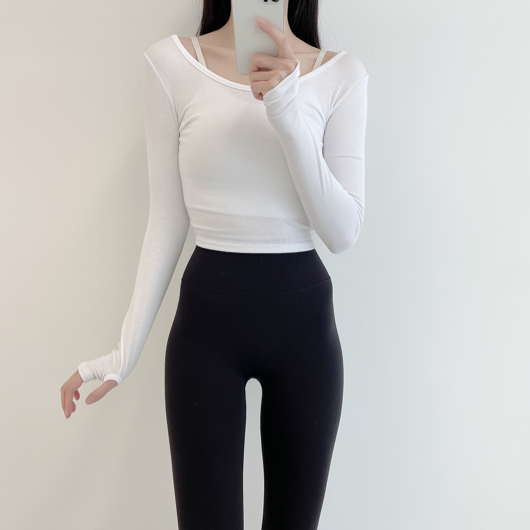 로라벨 쿨 모먼 필라테스복 요가복 필라테스 상의 옷 커버업 운동복 탑 요가 긴팔 크롭 - 상세 이미지 2