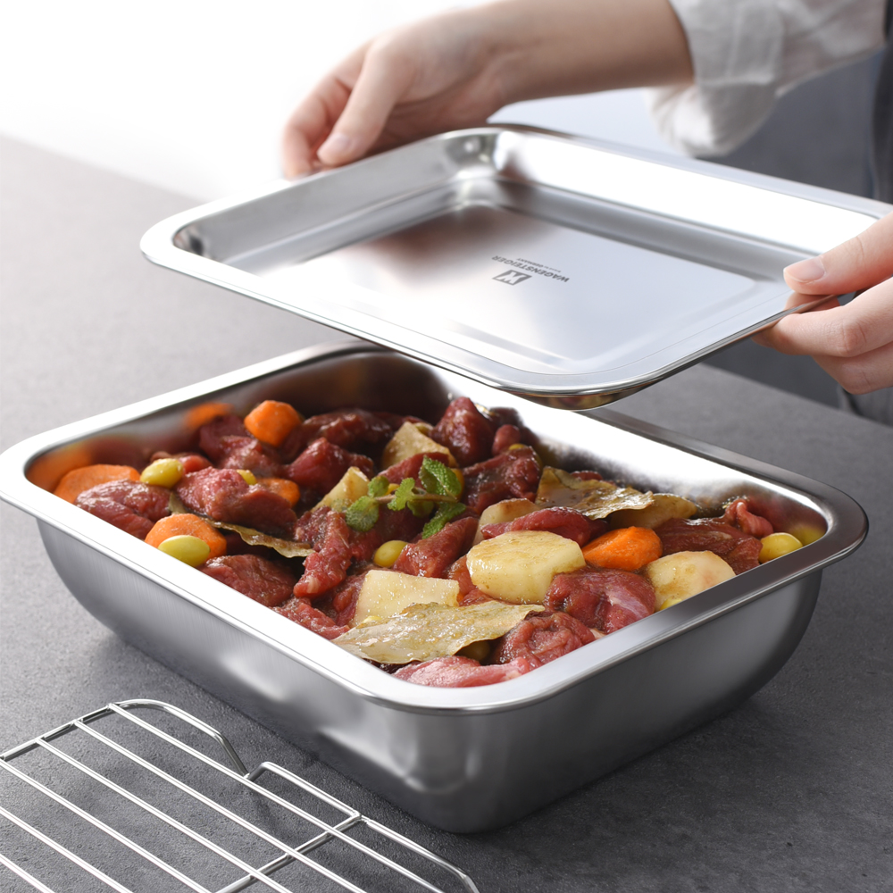 바겐슈타이거 무연마제 스텐 사각 바트 밧트 트레이 3종 세트 밧드 그물망 뚜껑 제품 이미지