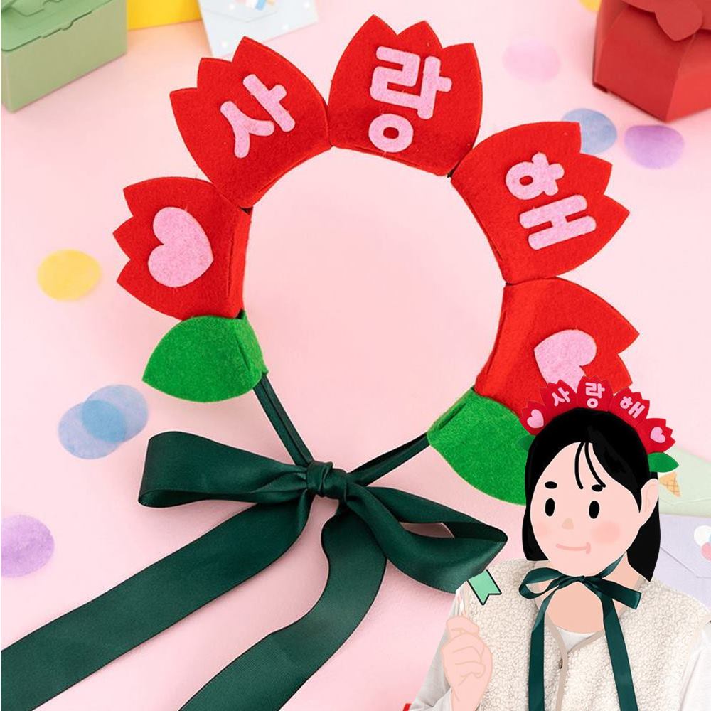인간 카네이션 머리띠 2개 펠트 만들기 재료 - 상품 이미지