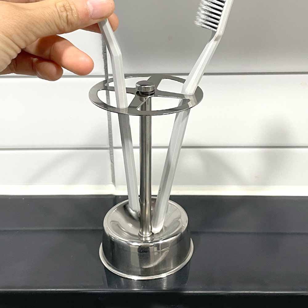 스텐 4구 칫솔꽂이 치솔 거치대 보관함