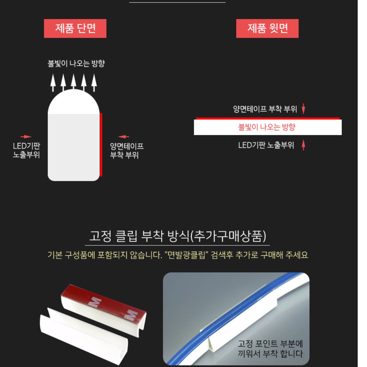 플렉시블 led 면 발광 led바 12v 볼트 스트립 줄 - 상세 이미지 4