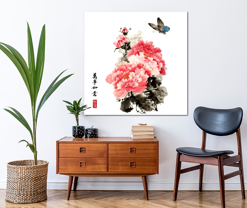 목단꽃 풍수 인테리어 거실 그림 액자 가게오픈선물 목단꽃1소형 이미지 3