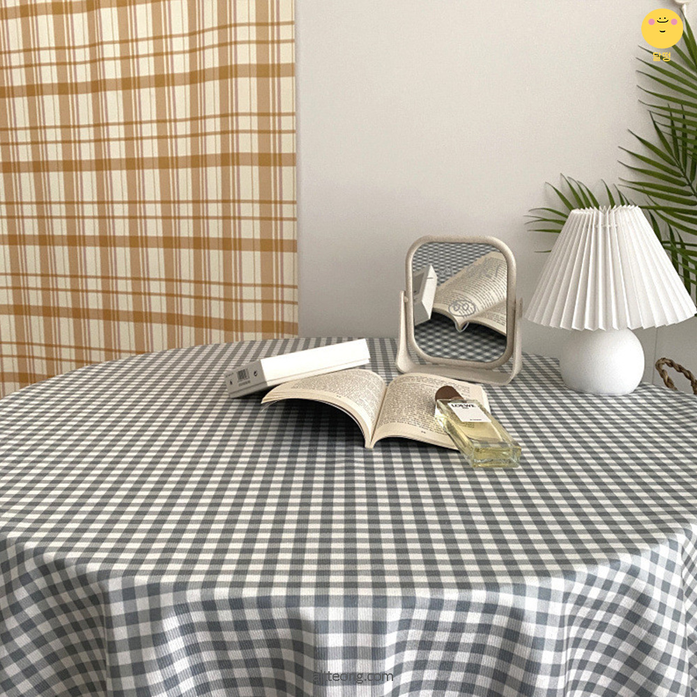 달떵 빈티지 감성 체크 식탁 테이블보 식탁보 2인 4인 원탁 식당 카페 덮개천 커버 캠핑