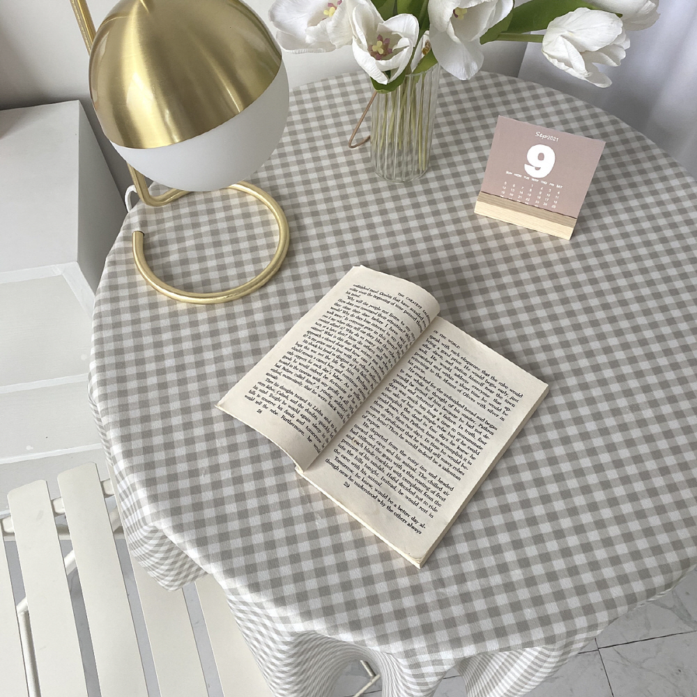 벨벳 빈티지 체크 테이블보 감성 식탁보 책상 돌상 화장대 협탁 원형 사각 홈캠핑 테이블천