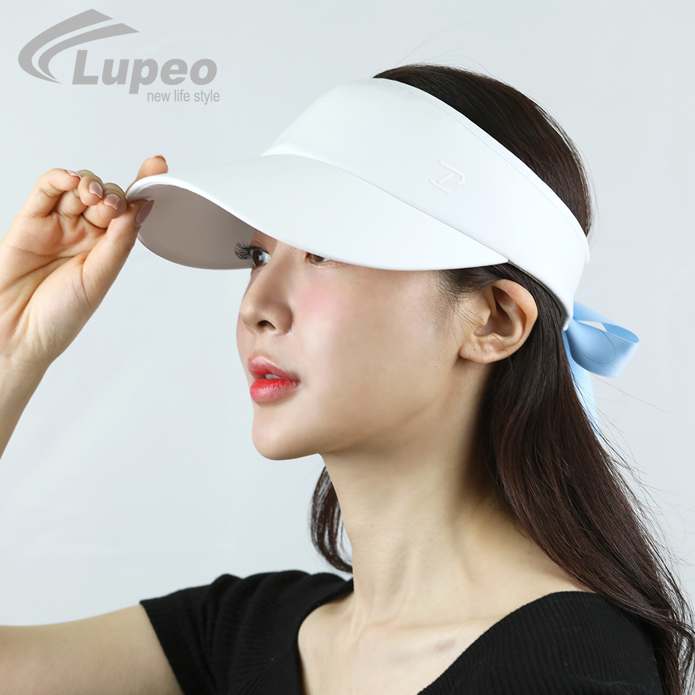 루페오 여성 리본 썬캡 와이드챙 썬바이저 자외선 차단 골프 등산 모자 - 상품 이미지