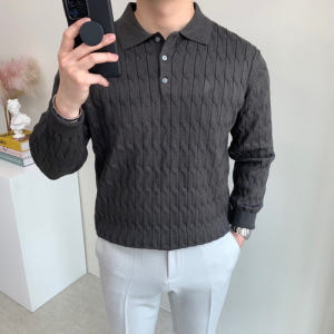 남자 카라니트 봄 가을 부드러운 캐시미어 머슬핏 케이블 꽈배기 스판 긴팔... 착용 후기 | 사이즈/핏 총정리 - 상품 이미지 3